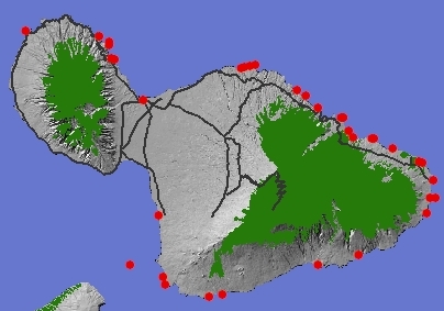 Seabird nesting concentrations on Maui